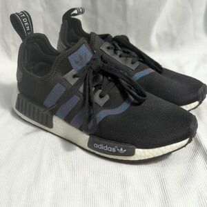 Adidas NMD R1 Core Black Iridescent Shimmer Sneakers FW3331 Mens Size 8